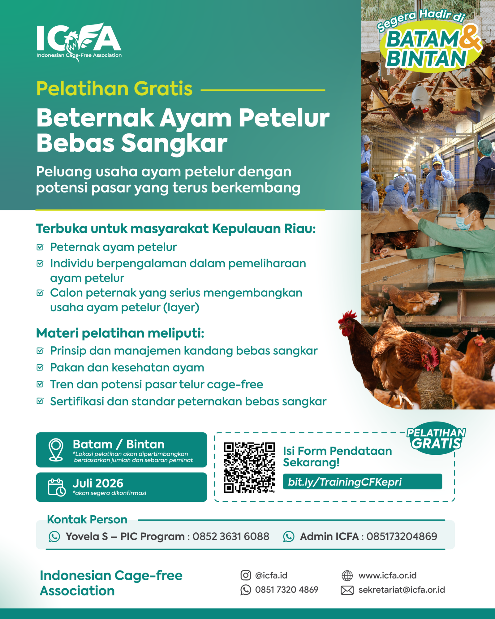 Training Beternak Ayam Petelur Bebas Sangkar – Batam/Bintan